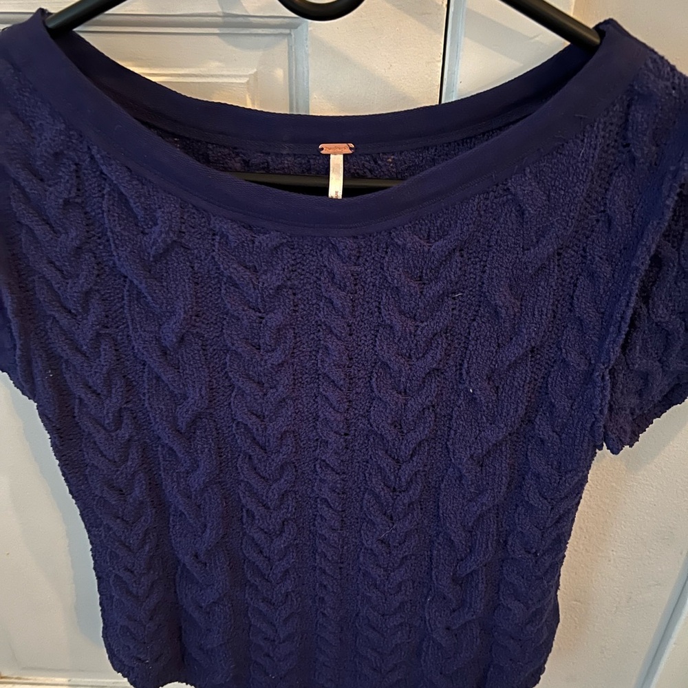 Free People Deep Blue Knit Top